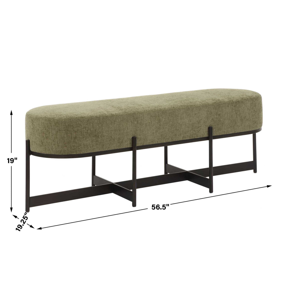 Merino Fabric Bench Moss - Green by Uttermost - View 8
