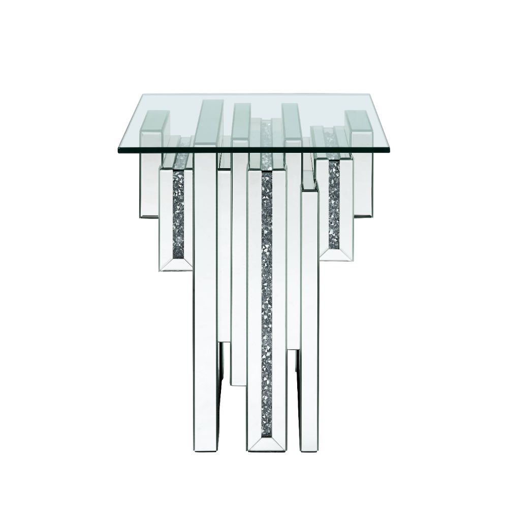 Acme - Noralie End Table 88002 Mirrored & Faux Diamonds