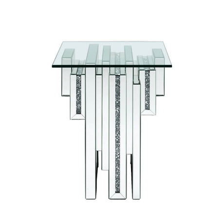 Acme - Noralie End Table 88002 Mirrored & Faux Diamonds