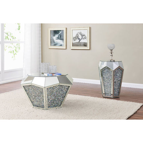 Acme - Noralie Coffee Table 88005 Mirrored & Faux Diamonds