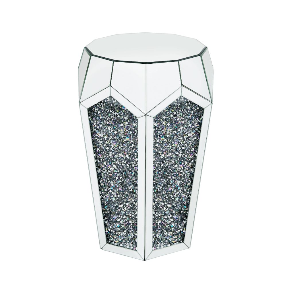 Acme - Noralie End Table 88007 Mirrored & Faux Diamonds