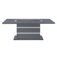 ARIYA Dark Gray Dining Table and Chair Set with Glass Center, MDF and Acrylic Construction, Rectangular Pedestal Base, 5PC Set in Silver Accents