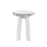 Acme - Lotus End Table 88012 Mirrored & Faux Ice Cube Crystals