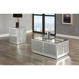 Acme - Noralie Coffee Table 88015 Mirrored & Faux Diamonds