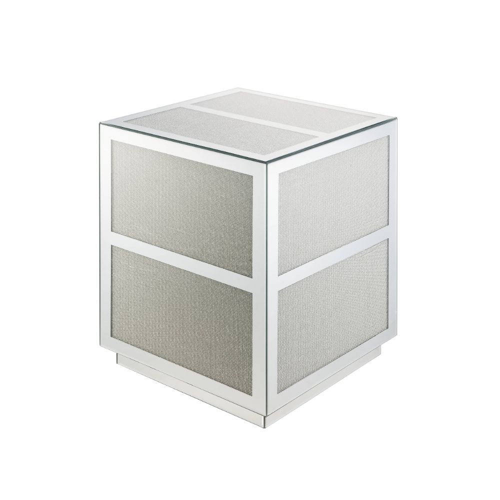 Acme - Noralie End Table 88017 Mirrored & Faux Diamonds