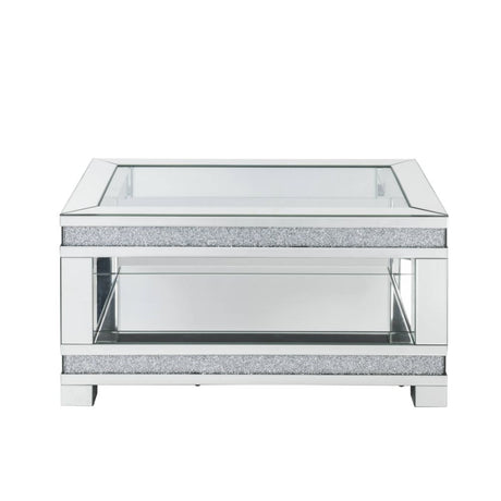 Acme - Noralie Coffee Table 88020 Mirrored & Faux Diamonds