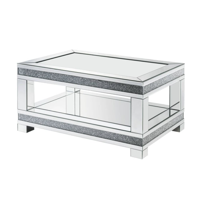 Acme - Noralie Coffee Table 88020 Mirrored & Faux Diamonds