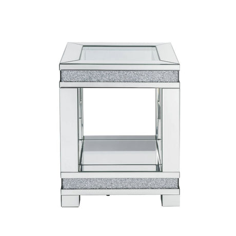 Acme - Noralie End Table 88022 Mirrored & Faux Diamonds