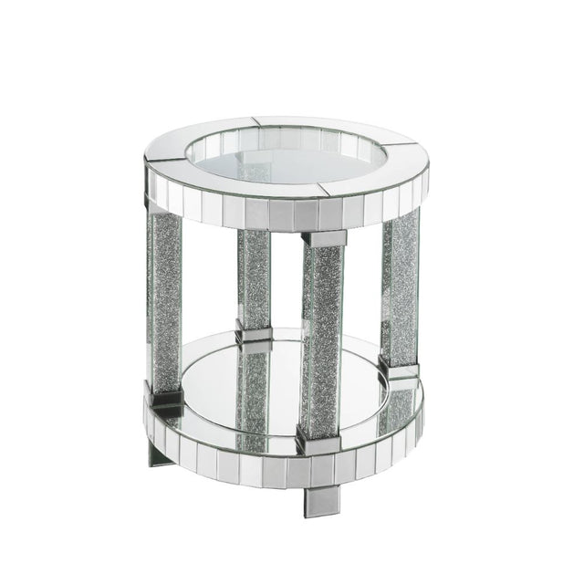 Acme - Noralie End Table 88027 Mirrored & Faux Diamonds
