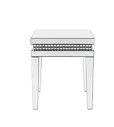 Acme - Lotus End Table 88052 Mirrored & Faux Ice Cube Crystals