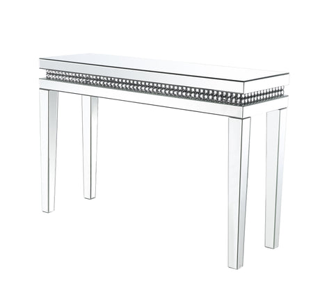 Acme - Lotus Sofa Table 88053 Mirrored & Faux Ice Cube Crystals
