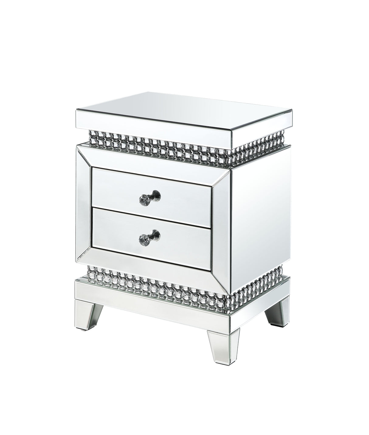 Acme - Lotus Accent Table 88054 Mirrored & Faux Ice Cube Crystals