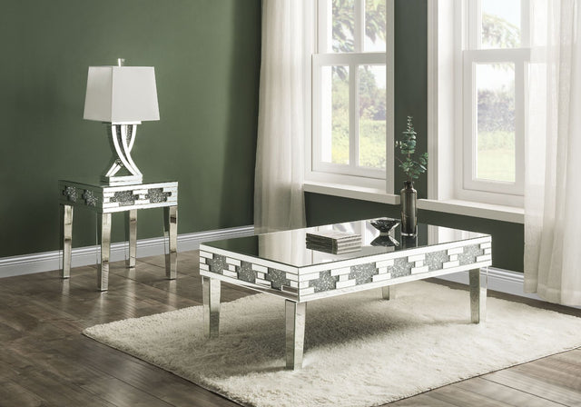 Acme - Noralie End Table 88057 Mirrored & Faux Diamonds