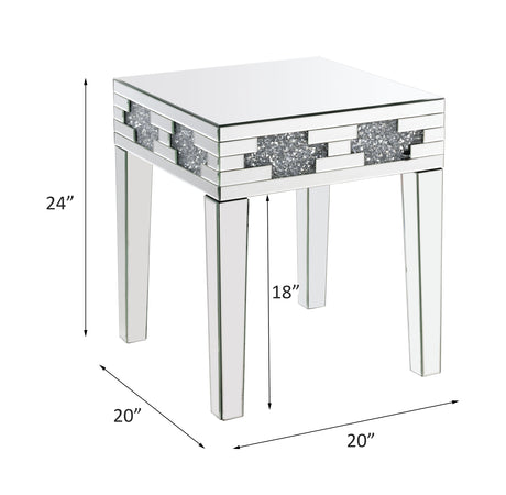 Acme - Noralie End Table 88057 Mirrored & Faux Diamonds