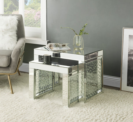 Acme - Nysa Accent Table 88066 Mirrored & Faux Crystals Inlay