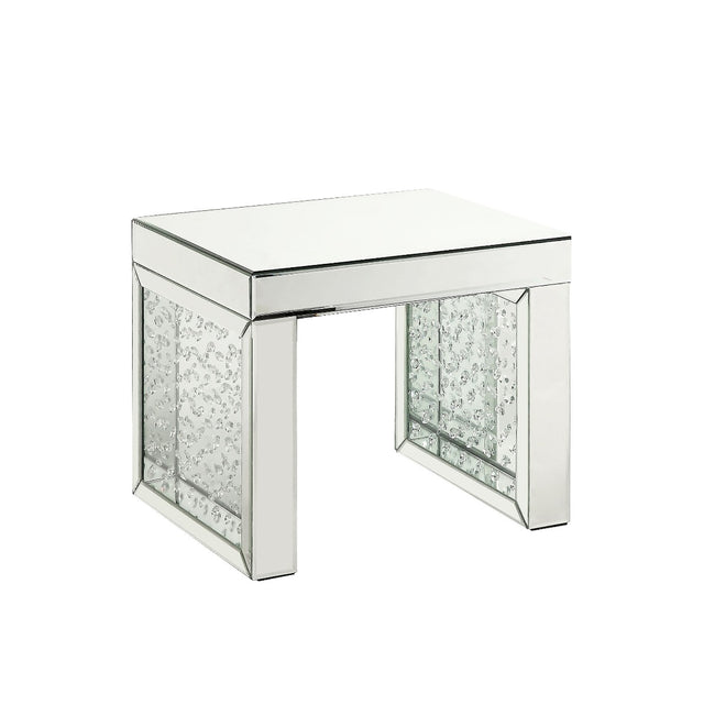 Acme - Nysa Accent Table 88066 Mirrored & Faux Crystals Inlay