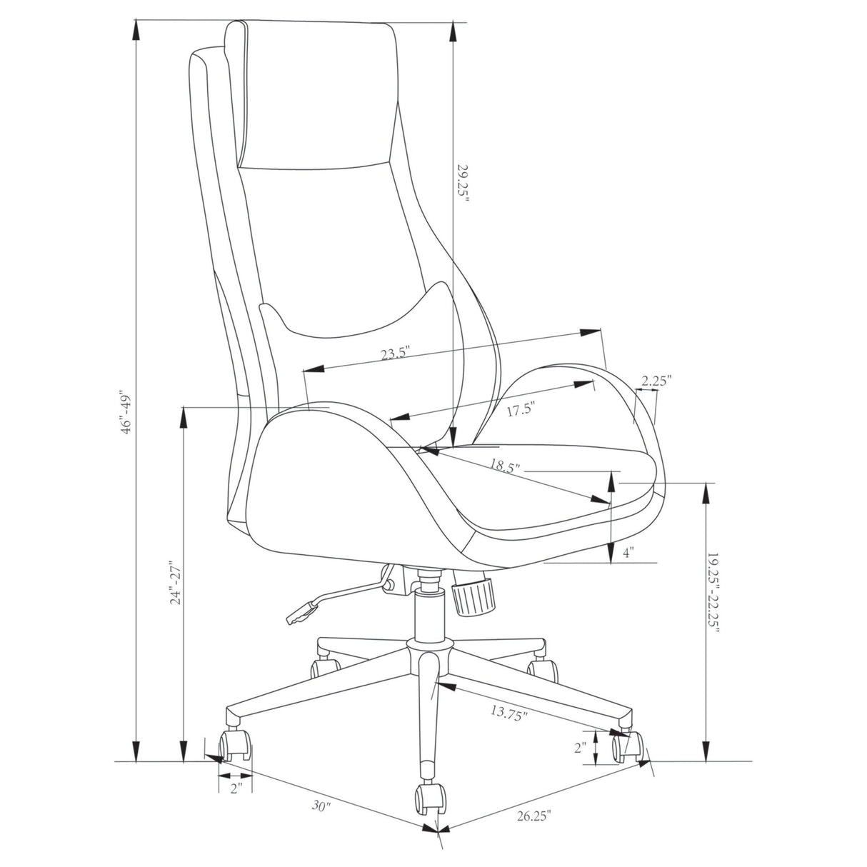 Cruz Upholstered Office Chair with Padded Seat Grey and Chrome | Coaster | Home Elegance USA