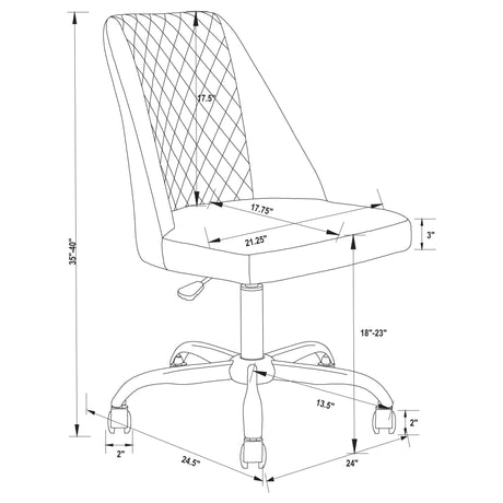 Althea Upholstered Tufted Back Office Chair Grey and Chrome | Coaster - 881196 - Home Elegance USA - 11