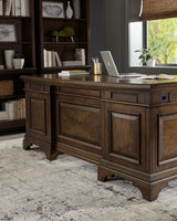 Executive Desk - Hartshill Executive Desk with File Cabinets Burnished Oak