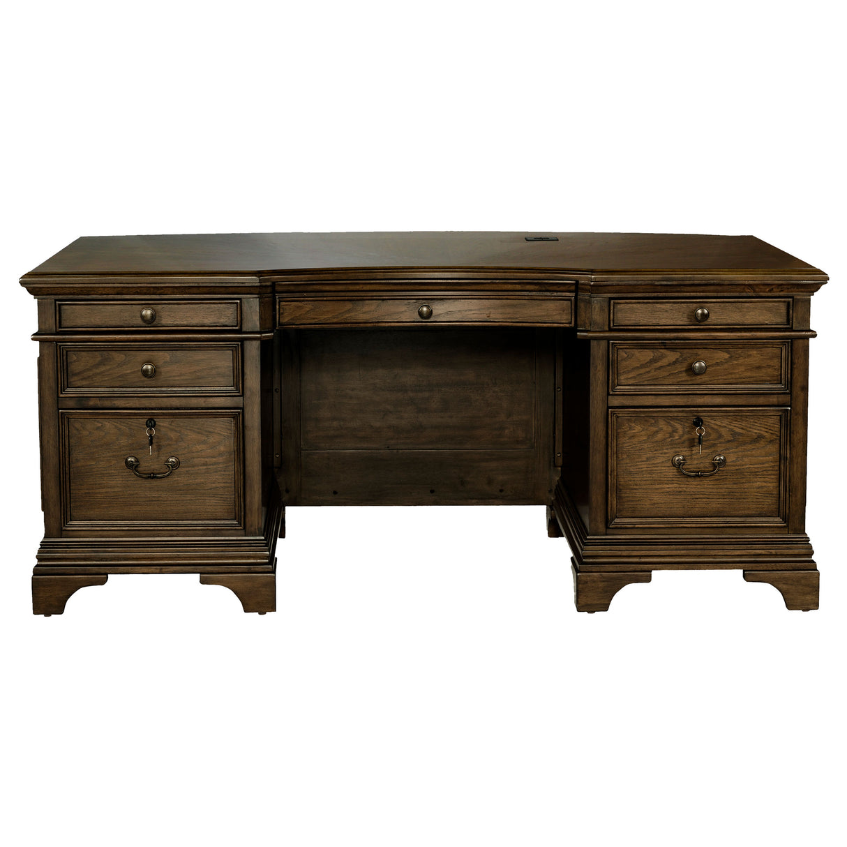 Executive Desk - Hartshill Executive Desk with File Cabinets Burnished Oak