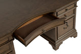 Executive Desk - Hartshill Executive Desk with File Cabinets Burnished Oak