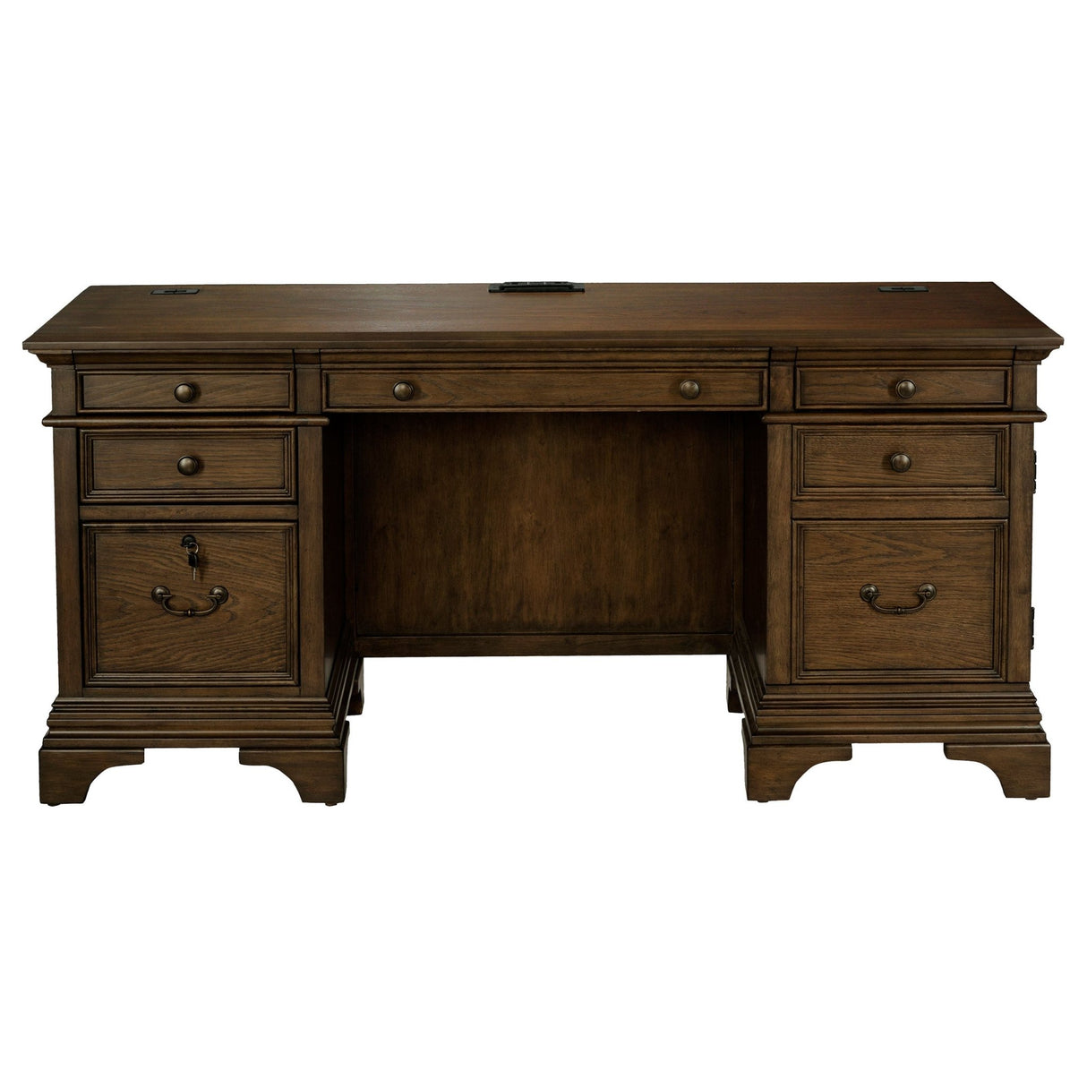 Credenza Desk - Hartshill Credenza with Power Outlet Burnished Oak | Coaster | Home Elegance USA