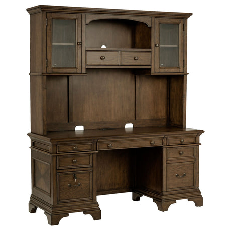 Credenza Desk W/ Hutch - Hartshill Credenza with Hutch Burnished Oak | Coaster - 881283 - Home Elegance USA - 1