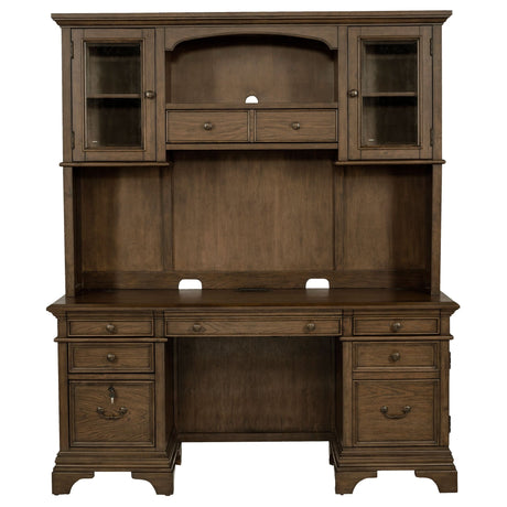 Credenza Desk W/ Hutch - Hartshill Credenza with Hutch Burnished Oak | Coaster | Home Elegance USA