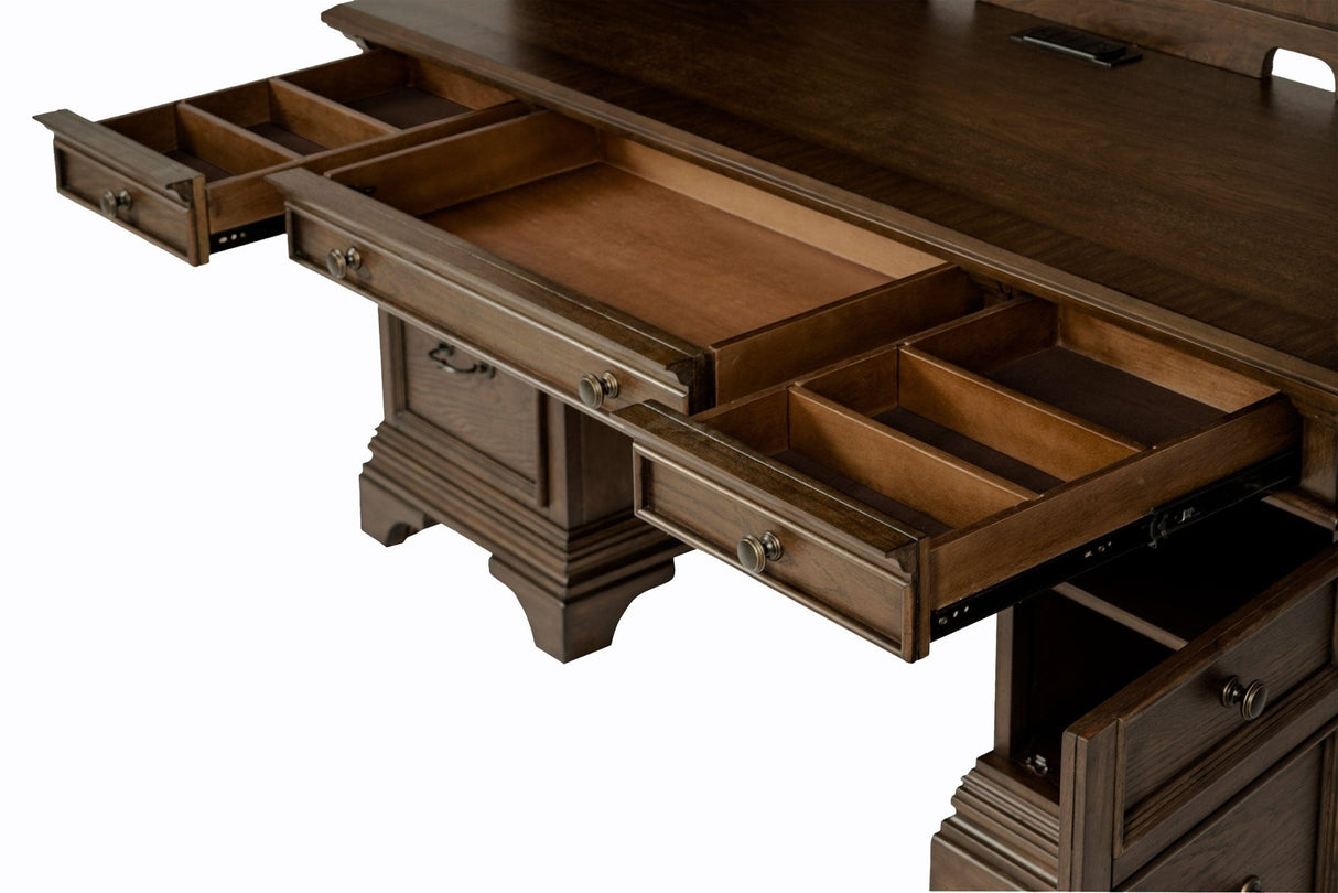 Credenza Desk W/ Hutch - Hartshill Credenza with Hutch Burnished Oak | Coaster - 881283 - Home Elegance USA - 10