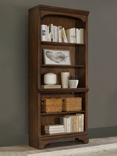 Bookcase - Hartshill 5-shelf Bookcase Burnished Oak