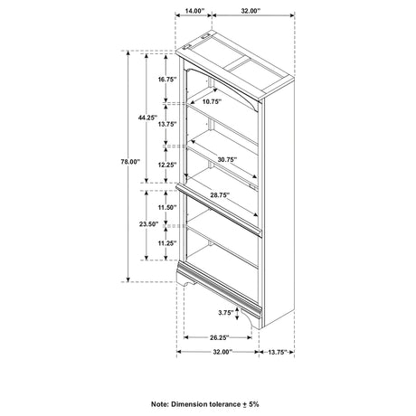 Bookcase - Hartshill 5-shelf Bookcase Burnished Oak