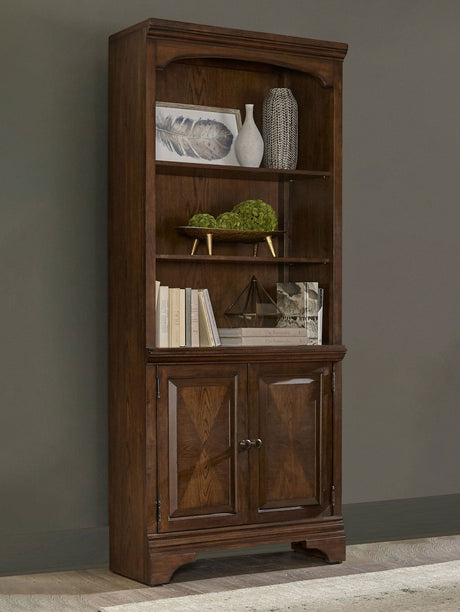Cabinet Bookcase - Hartshill Bookcase with Cabinet Burnished Oak | Coaster | Home Elegance USA