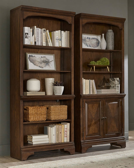 Cabinet Bookcase - Hartshill Bookcase with Cabinet Burnished Oak | Coaster | Home Elegance USA