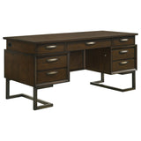 Executive Desk - Marshall 6-drawer Executive Desk Dark Walnut and Gunmetal