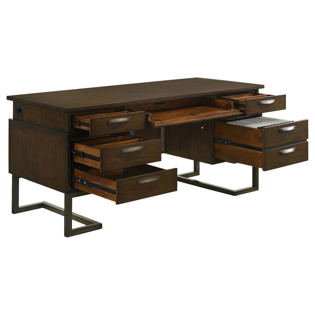 Executive Desk - Marshall 6-drawer Executive Desk Dark Walnut and Gunmetal