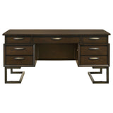 Executive Desk - Marshall 6-drawer Executive Desk Dark Walnut and Gunmetal