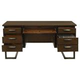 Executive Desk - Marshall 6-drawer Executive Desk Dark Walnut and Gunmetal