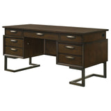 Executive Desk - Marshall 6-drawer Executive Desk Dark Walnut and Gunmetal