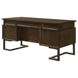 Executive Desk - Marshall 6-drawer Executive Desk Dark Walnut and Gunmetal