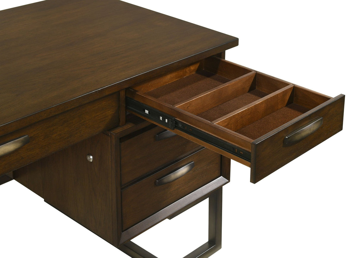 Executive Desk - Marshall 6-drawer Executive Desk Dark Walnut and Gunmetal