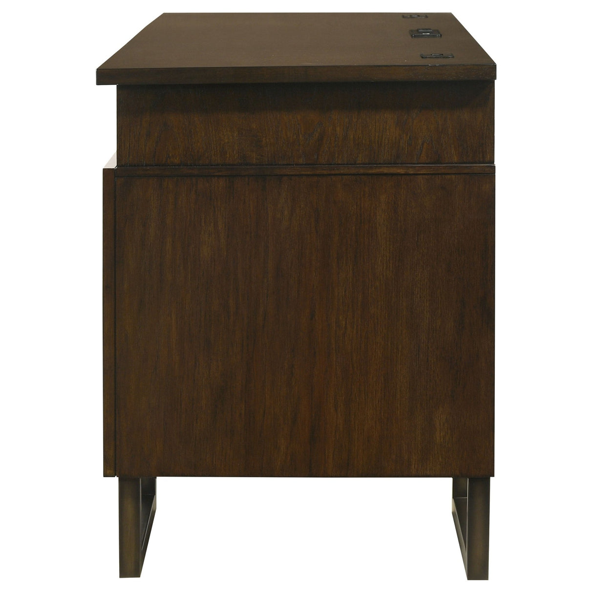 Credenza Desk - Marshall 5 - drawer Credenza Desk With Power Outlet Dark Walnut and Gunmetal | Coaster | Home Elegance USA