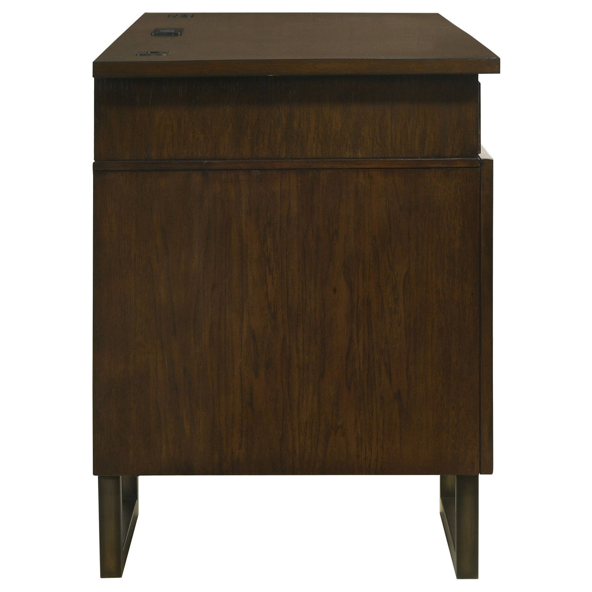 Credenza Desk - Marshall 5 - drawer Credenza Desk With Power Outlet Dark Walnut and Gunmetal | Coaster | Home Elegance USA