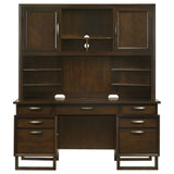 Credenza Desk W/ Hutch - Marshall 10 - drawer Credenza Desk With Hutch Dark Walnut and Gunmetal | Coaster | Home Elegance USA