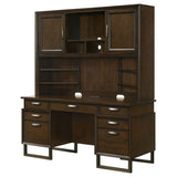 Credenza Desk W/ Hutch - Marshall 10 - drawer Credenza Desk With Hutch Dark Walnut and Gunmetal | Coaster | Home Elegance USA