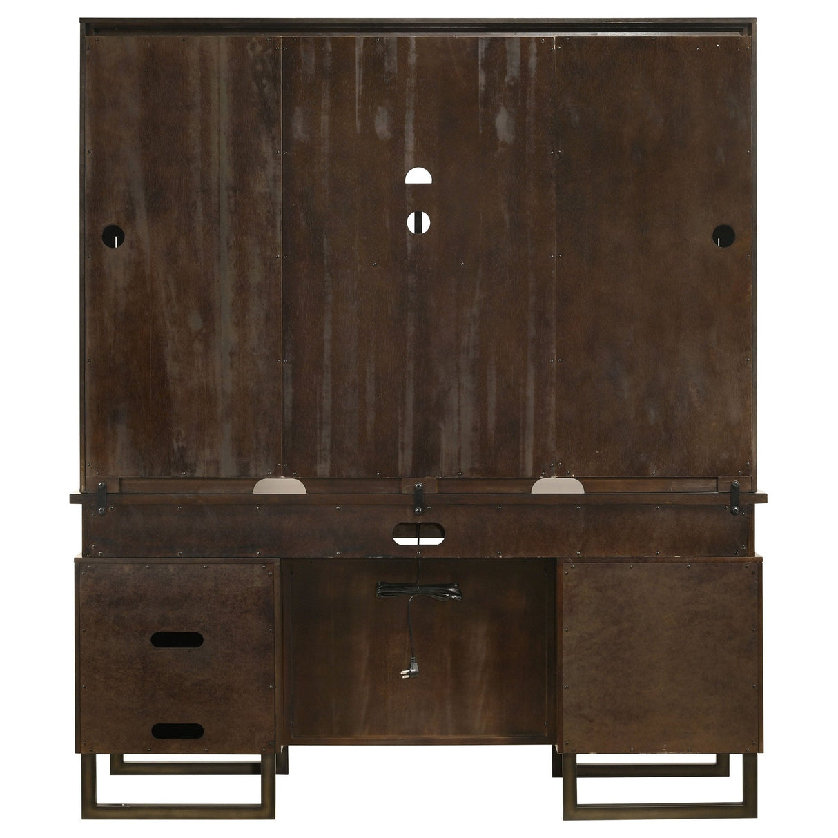 Credenza Desk W/ Hutch - Marshall 10 - drawer Credenza Desk With Hutch Dark Walnut and Gunmetal | Coaster | Home Elegance USA