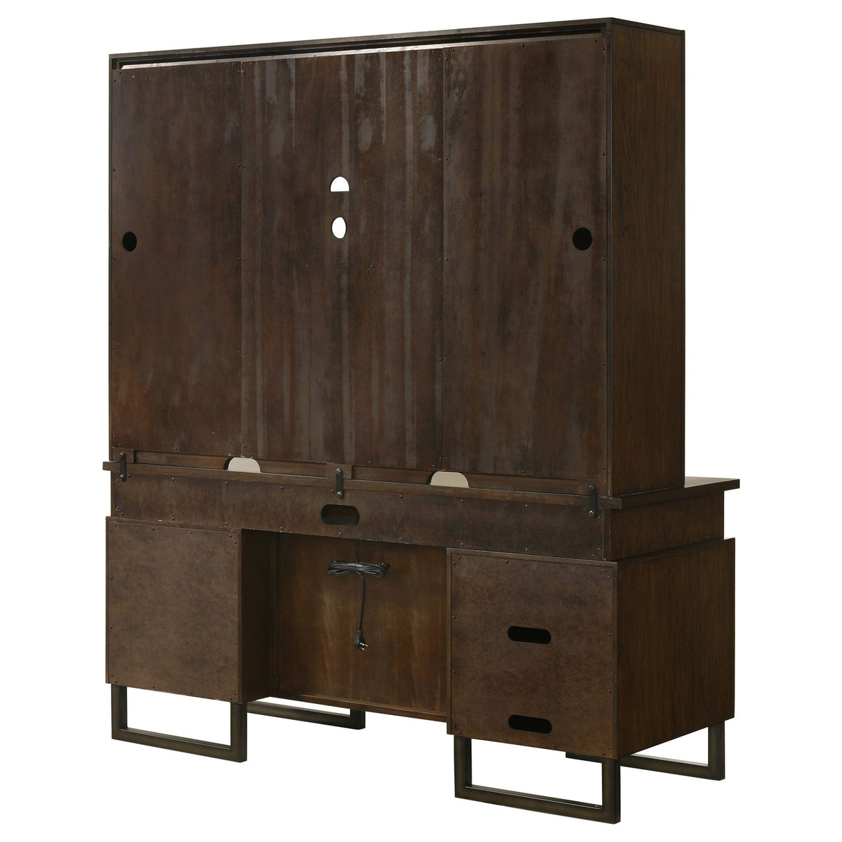 Credenza Desk W/ Hutch - Marshall 10 - drawer Credenza Desk With Hutch Dark Walnut and Gunmetal | Coaster | Home Elegance USA