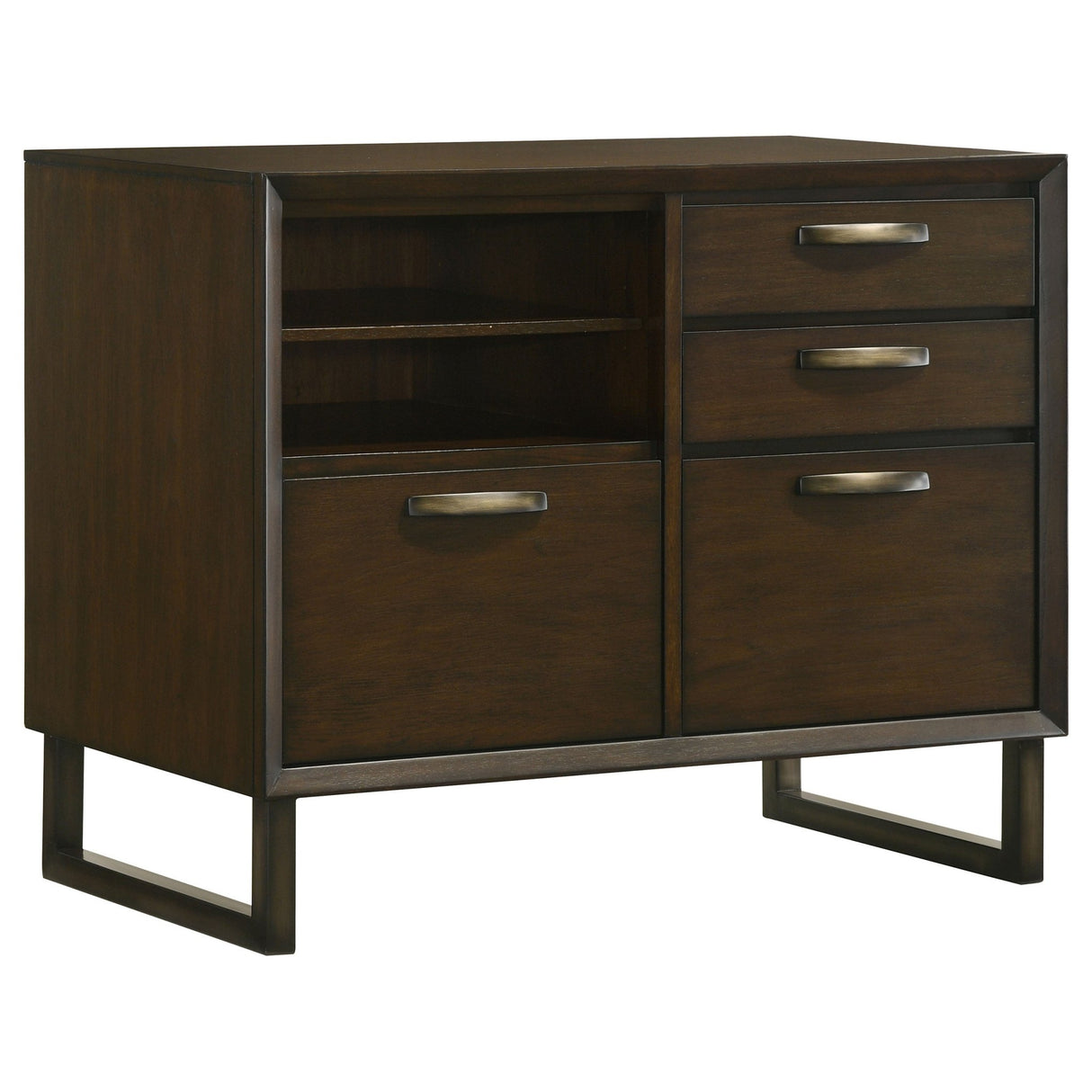 File Cabinet  - Marshall 4-drawer File Cabinet Dark Walnut and Gunmetal