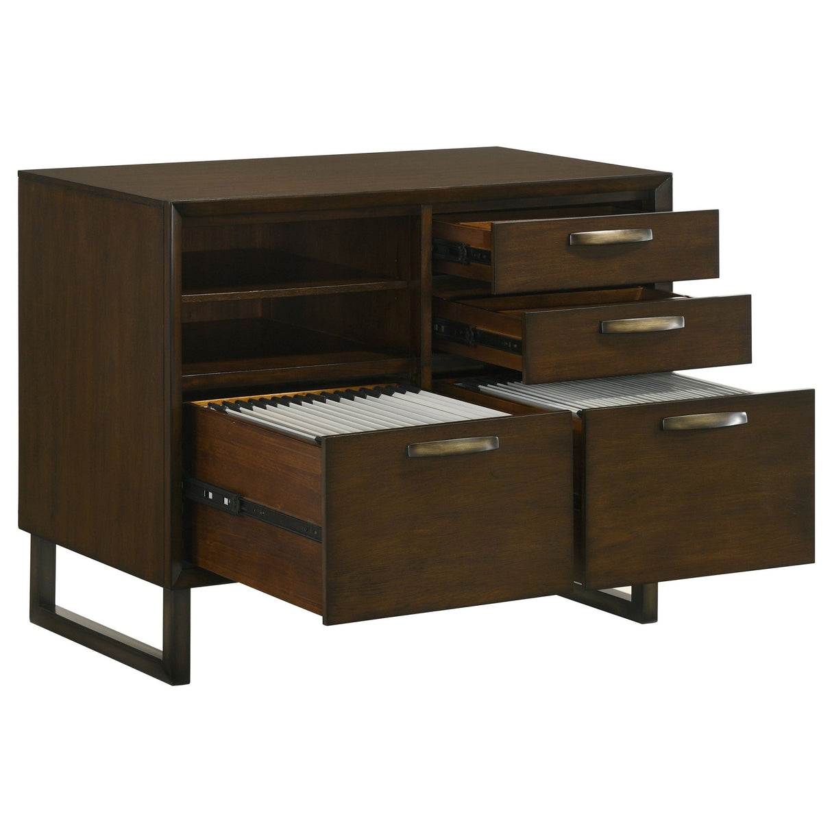 File Cabinet  - Marshall 4-drawer File Cabinet Dark Walnut and Gunmetal