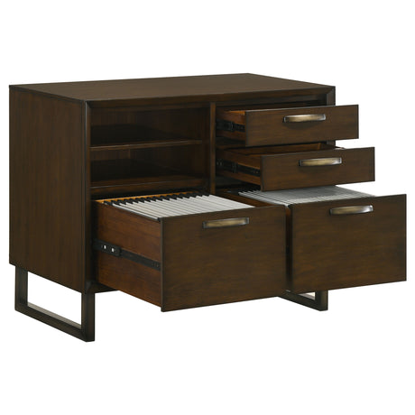 File Cabinet  - Marshall 4-drawer File Cabinet Dark Walnut and Gunmetal