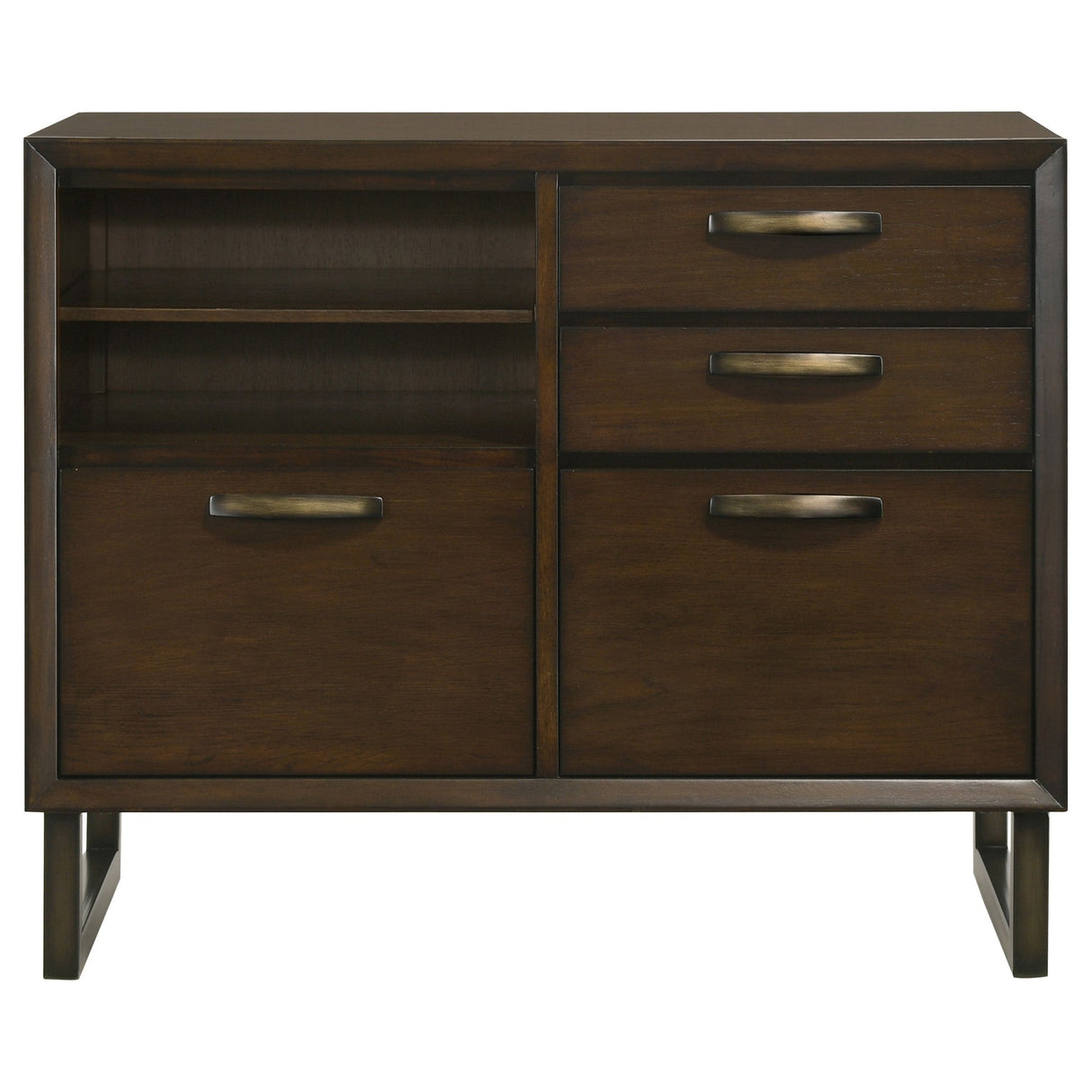 File Cabinet  - Marshall 4-drawer File Cabinet Dark Walnut and Gunmetal